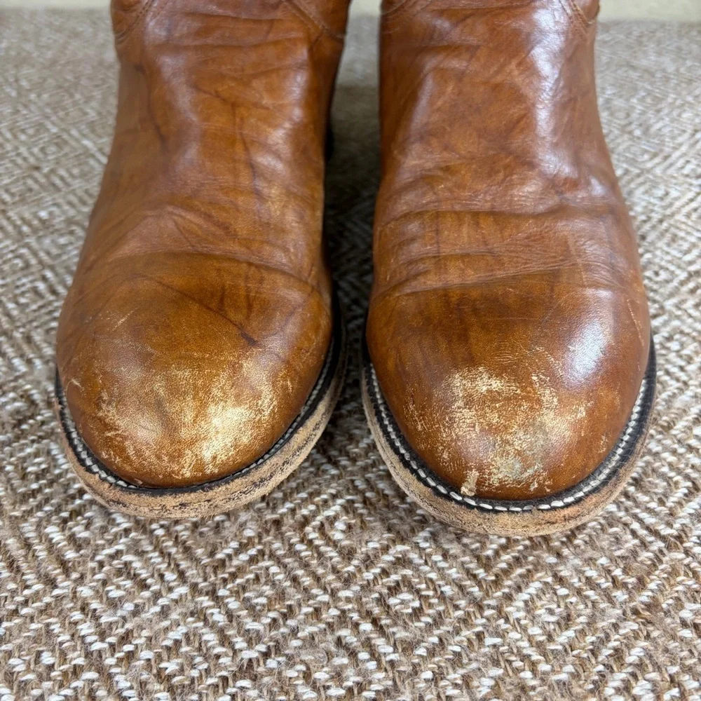 Justin Classic Roper Style 3163 Brown Marbled Leather Cowboy Boots Men's Sz 9D